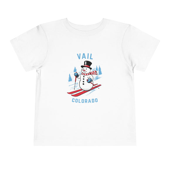 Vail, Colorado Toddler Skiing Snowman Graphic Tee - Kids Vail Shirt