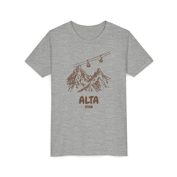 Buy athletic-heather Alta, Utah Youth T-Shirt — Vintage Gondola Ski Mountain Tee