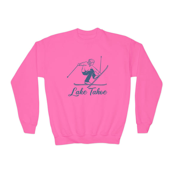 Lake Tahoe, California Youth Crewneck Sweatshirt - Snow Ski Unisex Kid's Lake Tahoe, California Sweatshirt