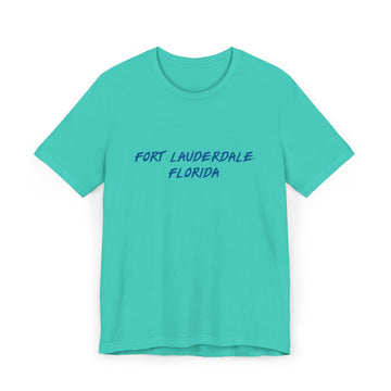 Buy teal Fort Lauderdale T-Shirt | 100% Cotton Retro Florida Tee