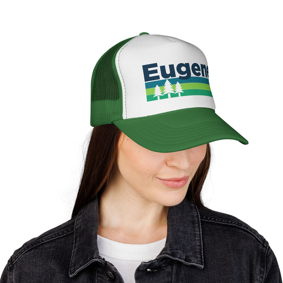 Eugene, Oregon Retro Trees Trucker Hat - Vintage Style Eugene Cap