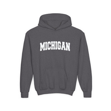 Buy dark-heather Michigan Youth Hoodie - Kids Michigan Hooded Sweatshirt