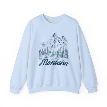 Buy light-blue Montana Sweatshirt - Mountain Illustration Graphic Crewneck