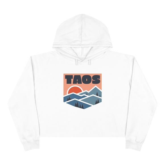 Women's Taos, New Mexico Crop Hoodie - Premium Mountain Crop Sweatshirt