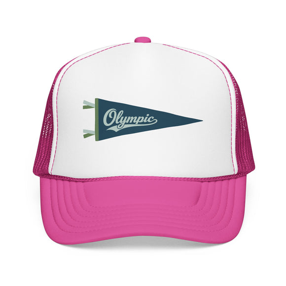 Olympic National Park Pennant Trucker Hat — Vintage Foam Mesh Cap