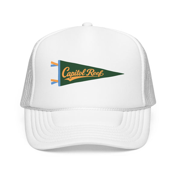 Capitol Reef National Park Pennant Trucker Hat — Vintage Foam Mesh Cap