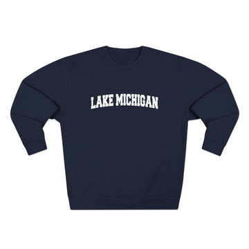 Buy navy Premium Lake Michigan Retro Graphic Sweatshirt