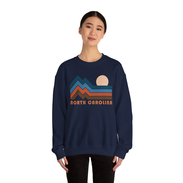 North Carolina Sweatshirt Retro Mountains, North Carolina Unisex Graphic Crewneck