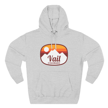 Buy heather-grey Premium Vail, Colorado Hoodie - Retro Unisex Vail Sweatshirt - Sunset Oval