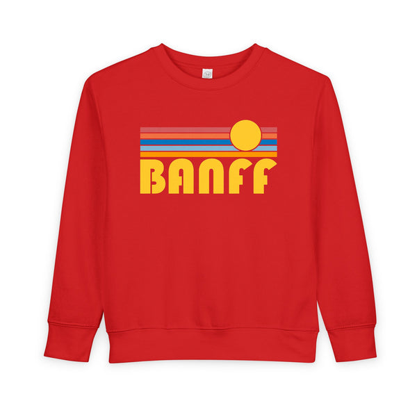 Banff, Canada Toddler Sweatshirt - Retro Sun Banff Toddler Crewneck Sweatshirt