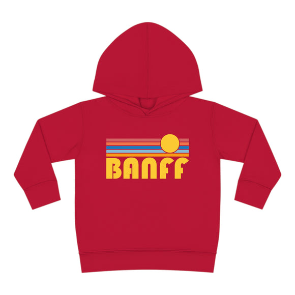 Banff, Canada Toddler Hoodie - Retro Sunrise Unisex Banff Toddler Sweatshirt