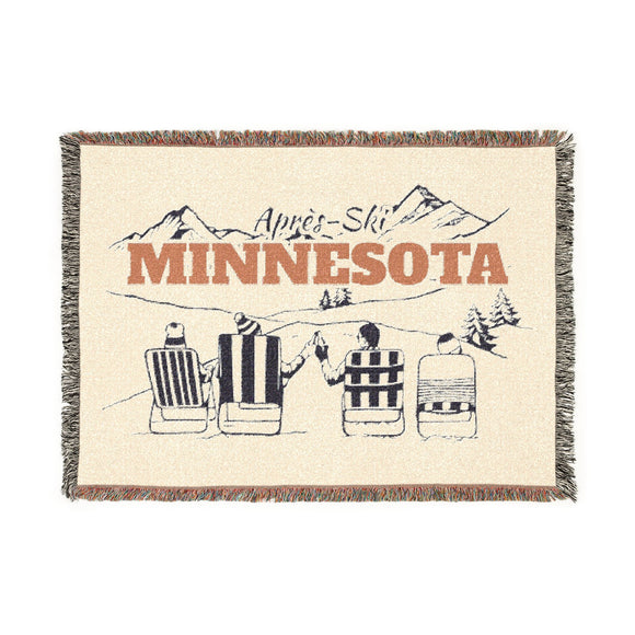 Minnesota Ski Town Throw Blanket | Mountain Woven Blanket