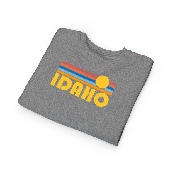 Idaho Toddler Sweatshirt - Retro Sun Idaho Toddler Crewneck Sweatshirt