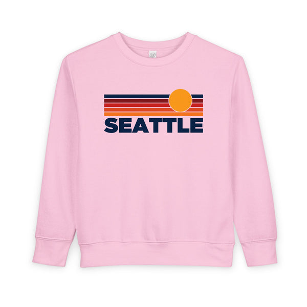 Seattle, Washington Toddler Sweatshirt - Retro Sun Seattle Toddler Crewneck Sweatshirt