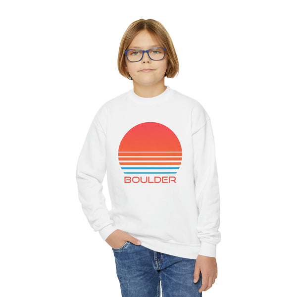 Boulder, Colorado Youth Sweatshirt - Unisex Kid's Boulder Crewneck Sweatshirt