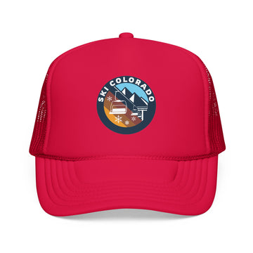 Buy red Ski Colorado Retro Ski Lift Mountain Foam Trucker Hat