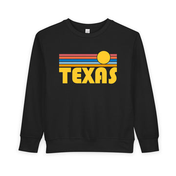Buy black Texas Toddler Sweatshirt - Retro Sun Texas Toddler Crewneck Sweatshirt