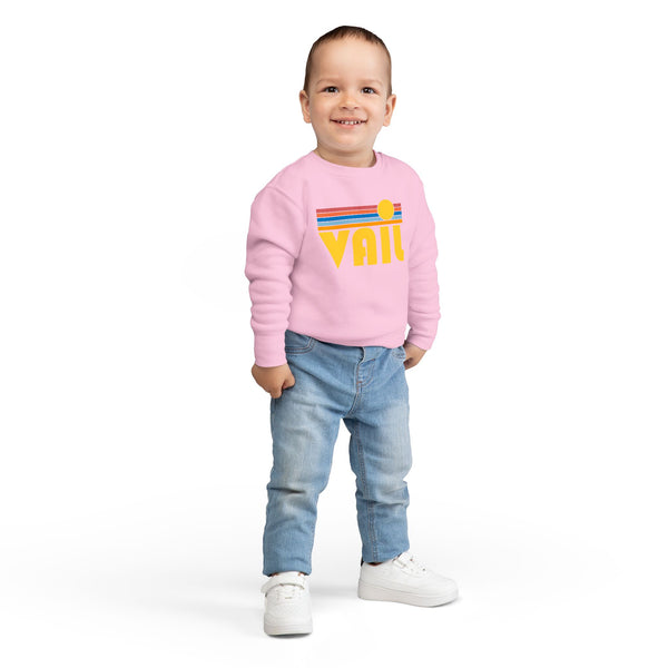 Vail, Colorado Toddler Sweatshirt - Retro Sun Vail Toddler Crewneck Sweatshirt