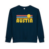 Austin, Texas Toddler Sweatshirt - Retro Sun Austin Toddler Crewneck Sweatshirt