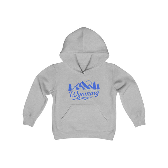 Retro Wyoming Youth Hoodie - Mountain Wyoming Kids Sweatshirt, Cute Wyoming Children's Pullover
