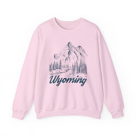 Buy light-pink Wyoming Sweatshirt - Mountain Illustration Graphic Crewneck