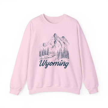 Buy light-pink Wyoming Sweatshirt - Mountain Illustration Graphic Crewneck