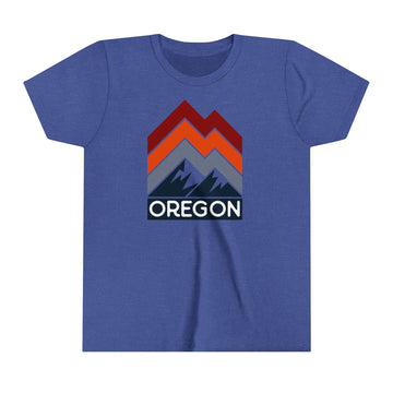 Buy heather-true-royal Oregon Youth Shirt - Retro Mountain Oregon Kid's T-Shirt