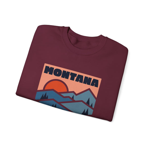 Montana Sweatshirt Retro Mountains, Montana Unisex Graphic Crewneck