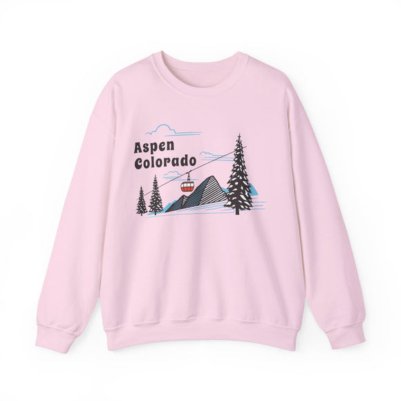Aspen, Colorado Sweatshirt - Unisex Retro Ski Mountain Gondola Aspen Sweatshirt