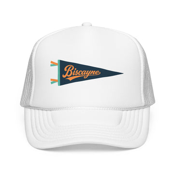 Buy white Biscayne National Park Pennant Trucker Hat — Vintage Foam Mesh Cap