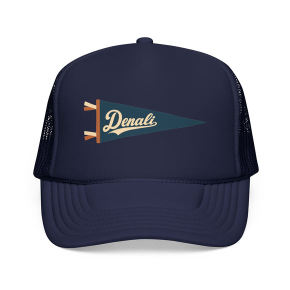 Denali National Park Pennant Trucker Hat — Vintage Foam Mesh Cap