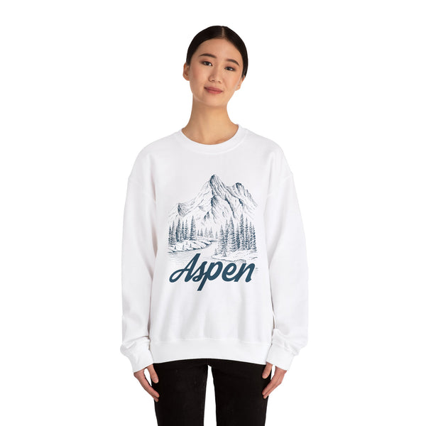 Aspen, Colorado Sweatshirt - Mountain Illustration Graphic Crewneck