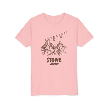 Buy pink Stowe, Vermont Youth T-Shirt — Vintage Gondola Ski Mountain Tee