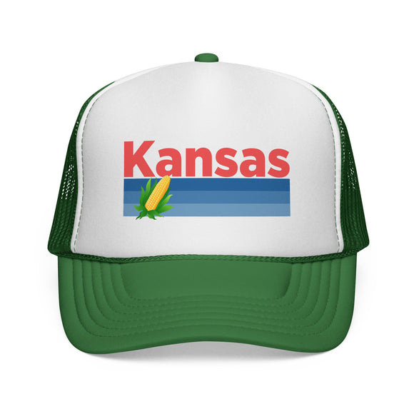 Kansas Retro Corn and Farm Trucker Hat