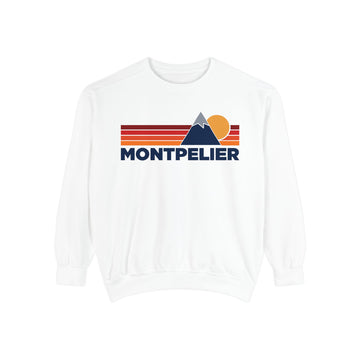 Buy white Montpelier, Vermont Mountain Stripes Sweatshirt | Comfort Colors - 100% Cotton