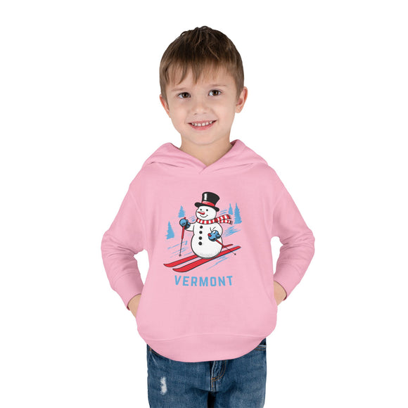 Vermont Toddler Hoodie - Unisex Skiing Snowman Vermont Sweatshirt