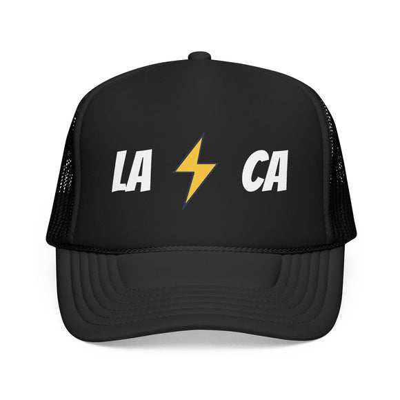 Los Angeles, California Retro Trucker Hat - Lightning Foam Cap
