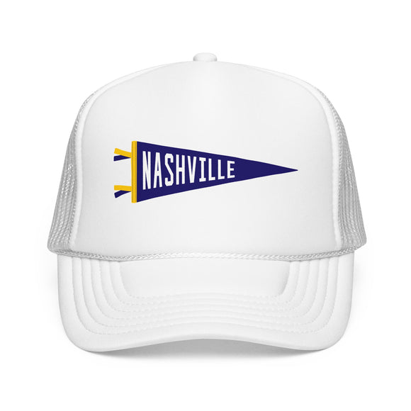 Nashville, Tennessee Pennant Trucker Hat — Retro Flag Foam Cap