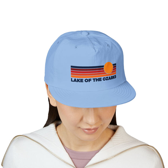 Lake of the Ozarks, Missouri retro sunset Surf Cap | vintage striped sun state hat
