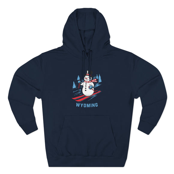 Premium Wyoming Skiing Snowman Hoodie