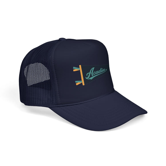 Acadia National Park Pennant Trucker Hat — Vintage Foam Mesh Cap