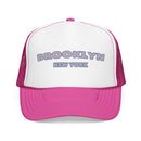 Brooklyn, New York Foam Trucker Hat - Retro Pastel Script Mesh Cap-4