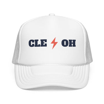 Buy white Cleveland, Ohio Retro Trucker Hat - Lightning Foam Cap - Lightning