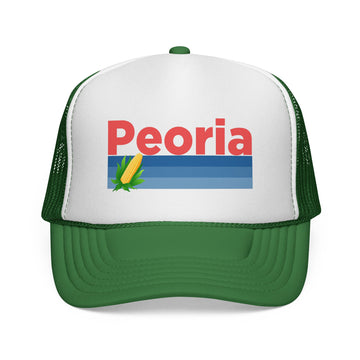 Buy green Peoria, Illinois Retro Corn and Farm Trucker Hat