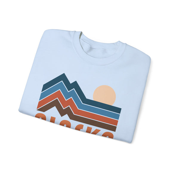 Alaska Sweatshirt Retro Mountains, Alaska Unisex Graphic Crewneck