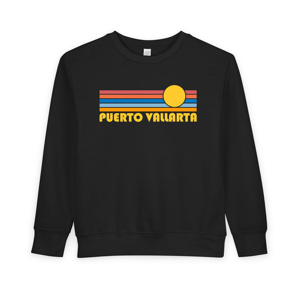 Puerto Vallarta, Mexico Toddler Sweatshirt - Retro Sun Puerto Vallarta Toddler Crewneck Sweatshirt