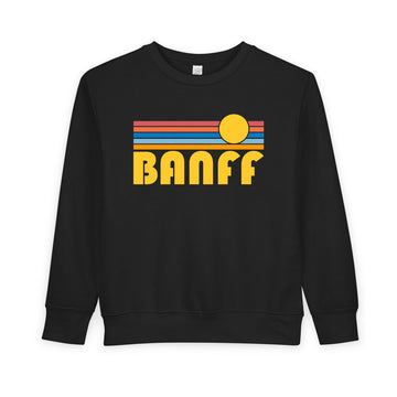 Buy black Banff, Canada Toddler Sweatshirt - Retro Sun Banff Toddler Crewneck Sweatshirt