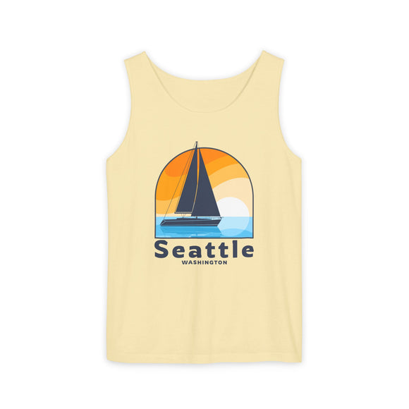 Seattle, Washington Sailboat Tank Top | Comfort Colors 100% Cotton