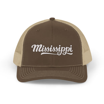 Buy brown-khaki Mississippi Snapback Trucker Cap - Embroidered Mississippi Hat