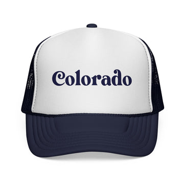 Buy dark-navy Colorado Retro Mountains Trucker Hat